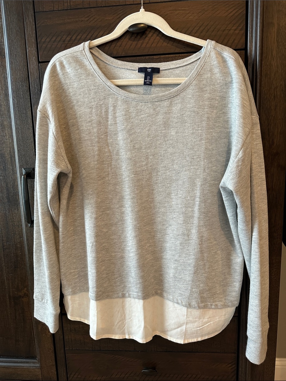 GAP Gray Sweatshirt with White Layered Hem